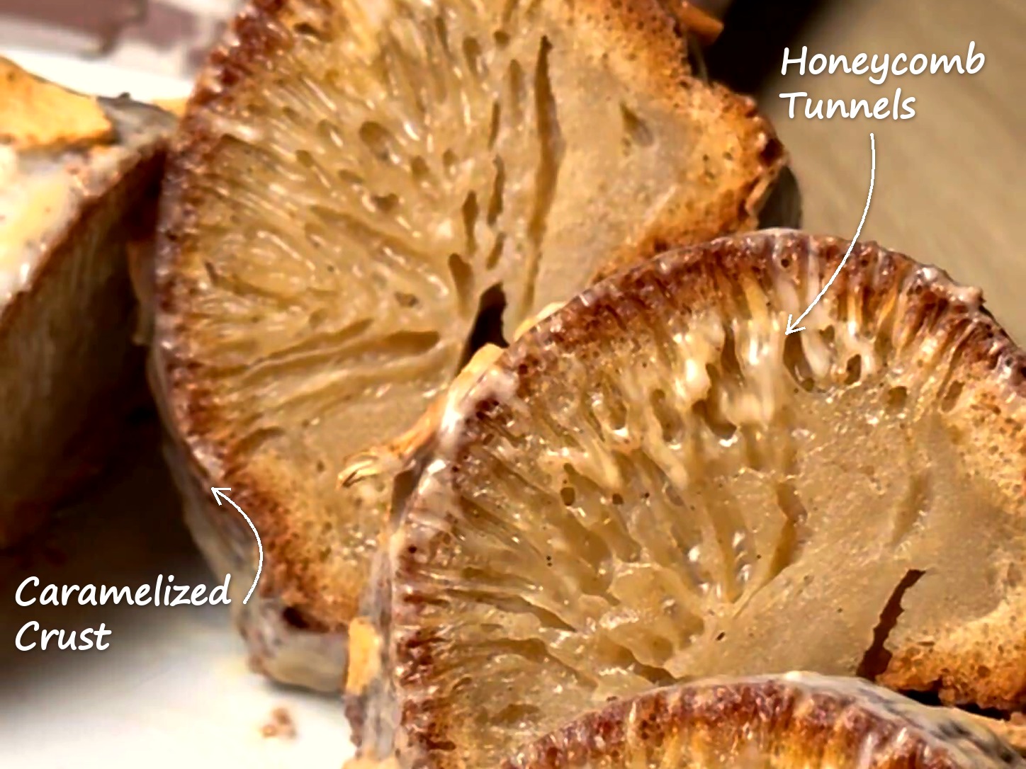 Slice it open to reveal the honeycomb tunnels and the crisp caramelized crust