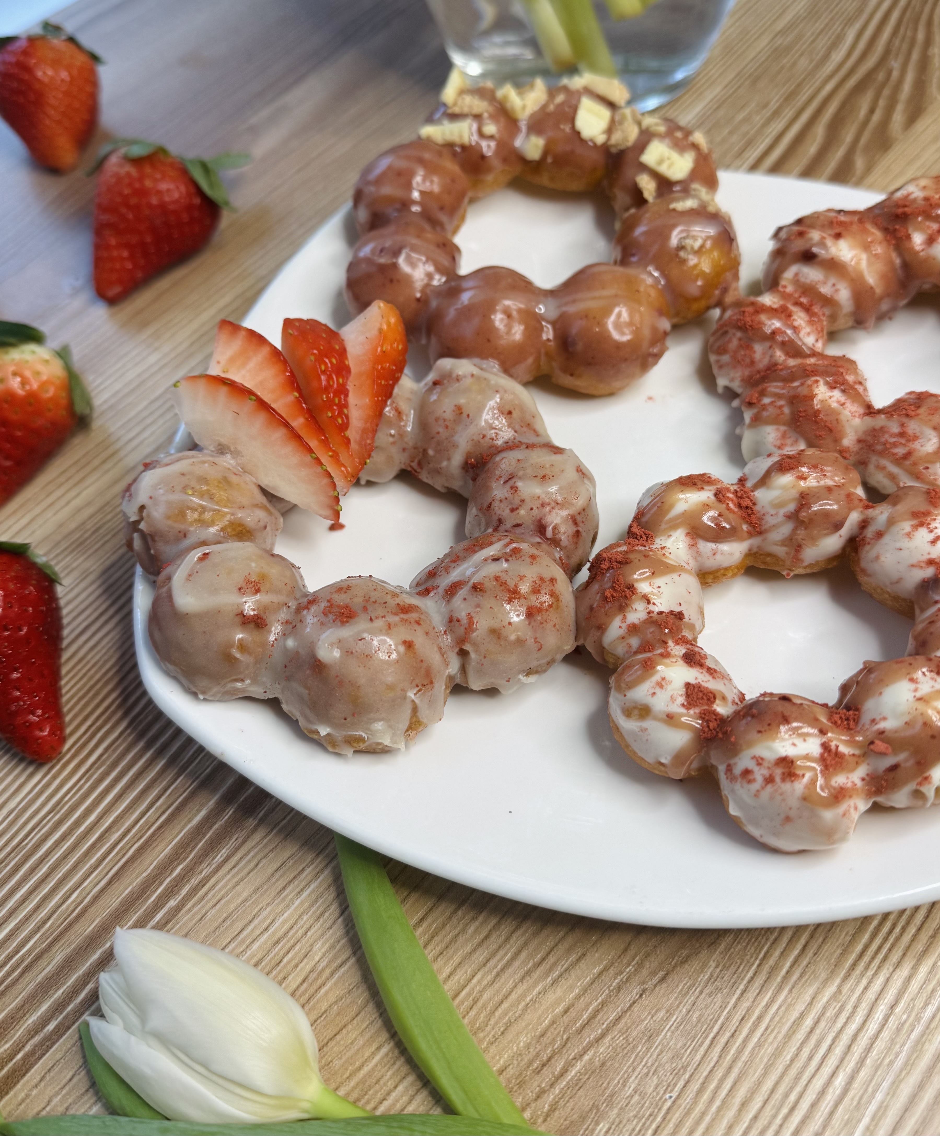 Strawberry Mochi Donuts